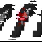 Santa Flamingo Float Christmas In July Hawaiian Party Santa T-shirt