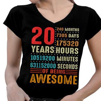 20 Years Old 20Th Birthday Vintage 240 Months For Boy Girl Women V-Neck T-Shirt - Seseable