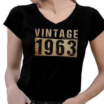 59 Years Old Vintage 1963 59Th Birthday Decoration Men Women Women V-Neck T-Shirt | Mazezy