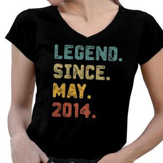 8 Years Old Gifts Legend Since May 2014 8Th Birthday Women V-Neck T-Shirt | Mazezy