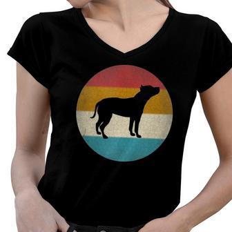 American Staffordshire Terrier Dog Vintage Retro Amstaff Women V-Neck T-Shirt | Mazezy