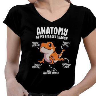Anatomy Of A Bearded Dragon Gift For Reptile Lover Women V-Neck T-Shirt | Mazezy