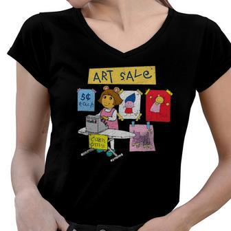 Arthur Distressed DW Art Sale Women V-Neck T-Shirt | Mazezy