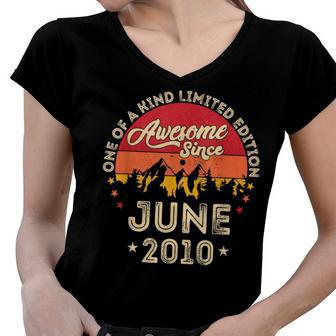 Awesome Since June 2010 Vintage 12Th Birthday V2 Women V-Neck T-Shirt | Mazezy