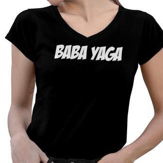 Baba Yaga Lovers Halloween Costume Women V-Neck T-Shirt | Mazezy AU