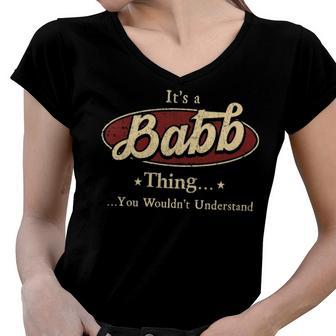 Babb Shirt Personalized Name Gifts T Shirt Name Print T Shirts Shirts With Names Babb Women V-Neck T-Shirt