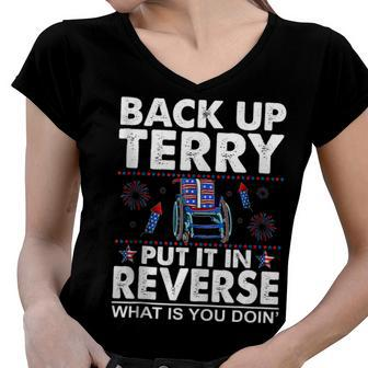 Back Up Terry Put It In Reverse Firework Funny 4Th Of July V11 Women V-Neck T-Shirt - Seseable