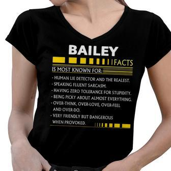 Bailey Name Gift Bailey Facts V2 Women V-Neck T-Shirt - Seseable