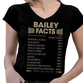 Bailey Name Gift Bailey Facts Women V-Neck T-Shirt - Seseable