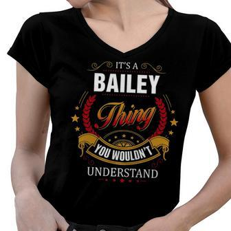 Bailey Shirt Family Crest Bailey T Shirt Bailey Clothing Bailey Tshirt Bailey Tshirt Gifts For The Bailey Women V-Neck T-Shirt - Seseable