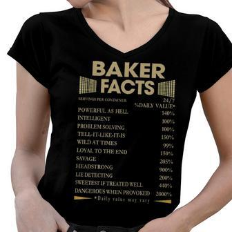 Baker Name Gift Baker Facts Women V-Neck T-Shirt - Seseable