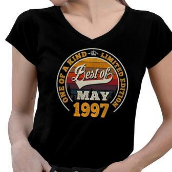 Best Of May 1997 25Th Birthday Gift 25 Years Old Women V-Neck T-Shirt | Mazezy