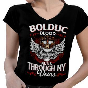 Bolduc Blood Runs Through My Veins Name V2 Women V-Neck T-Shirt - Monsterry CA