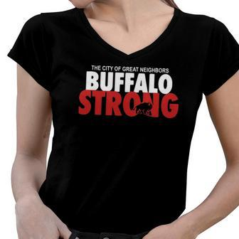 Buffalo Strong Buffalo Strong Pray For Buffalo Women V-Neck T-Shirt | Mazezy