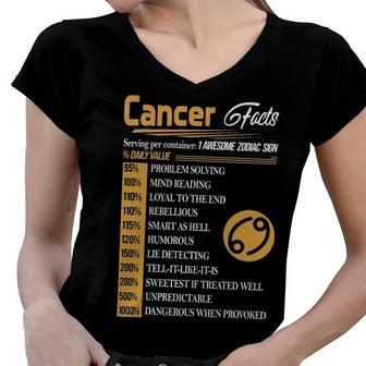 Cancer Zodiac Cancer Facts Birthday Women V-Neck T-Shirt - Seseable