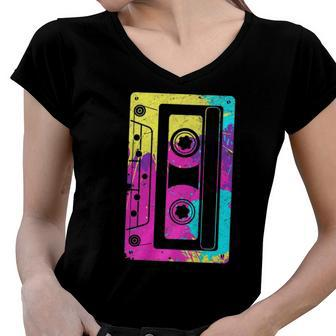 Cassette Tape Mixtape 80S And 90S Costume Women V-Neck T-Shirt | Mazezy