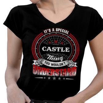 Castle Shirt Family Crest Castle T Shirt Castle Clothing Castle Tshirt Castle Tshirt Gifts For The Castle Women V-Neck T-Shirt - Seseable