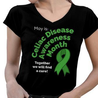 Celiac Disease May Awareness Month Ribbon Tee Women V-Neck T-Shirt | Mazezy