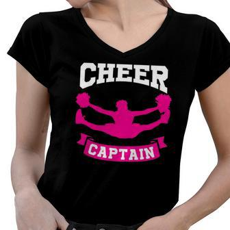 Cheer Captain Cheerleader Cheerleading Lover Gift Women V-Neck T-Shirt | Mazezy