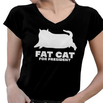 Chonk Fat Cat Lovers Pet Lover Women V-Neck T-Shirt | Mazezy