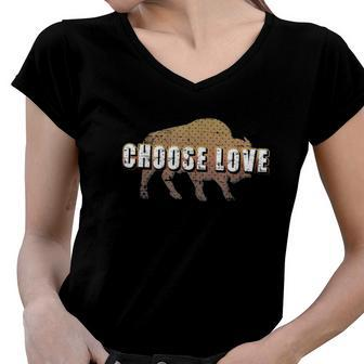 Choose Love Buffalo Choose Love Women V-Neck T-Shirt | Mazezy