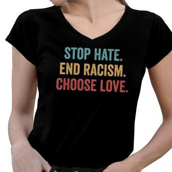 Choose Love Buffalo - Stop Hate End Racism Choose Love Women V-Neck T-Shirt | Mazezy