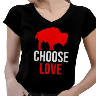 Choose Love Buffalo Stop Hate End Racism Women V-Neck T-Shirt | Mazezy