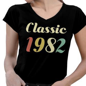 Classic 1982 Birthday Women V-Neck T-Shirt - Seseable