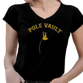 Classic College-Style Pole Vault Women V-Neck T-Shirt | Mazezy