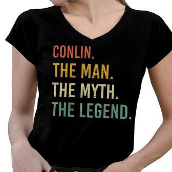 Conlin Name Shirt Conlin Family Name V2 Women V-Neck T-Shirt - Monsterry CA