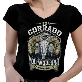 Corrado Name Shirt Corrado Family Name V3 Women V-Neck T-Shirt - Monsterry UK