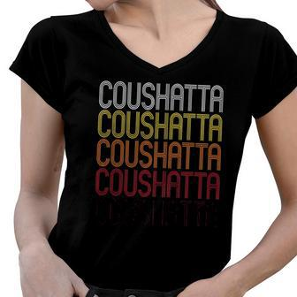 Coushatta La Vintage Style Louisiana Women V-Neck T-Shirt | Mazezy