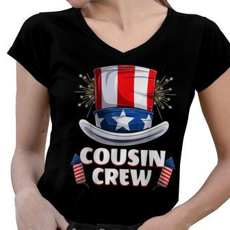 Cousin Crew 4Th Of July Family Matching Boys Girls Kids Women V-Neck T-Shirt - Seseable