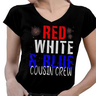 Cousin Crew 4Th Of July Funny Family Vacation Group Women V-Neck T-Shirt - Seseable