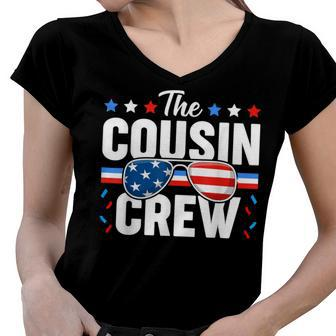Cousin Crew 4Th Of July Patriotic American Family Matching V8 Women V-Neck T-Shirt - Seseable