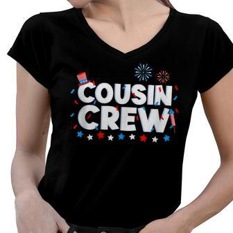 Cousin Crew 4Th Of July Patriotic American Family Matching V9 Women V-Neck T-Shirt - Seseable