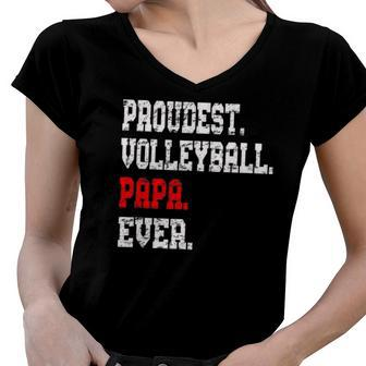 Custom Volleyball Papabest Papa Ever Gift Women V-Neck T-Shirt | Mazezy
