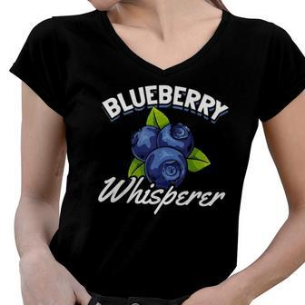 Cute Blueberry Whisperer Blueberry Lovers Blueberries Women V-Neck T-Shirt | Mazezy