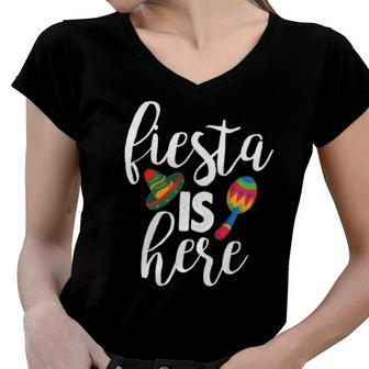 Cute Fiesta - Sombrero Maraca Cinco De Mayo Women V-Neck T-Shirt | Mazezy