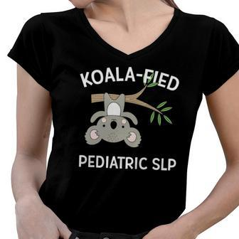 Cute Koala Pediatric Speech Language Pathologist Slp Women V-Neck T-Shirt | Mazezy