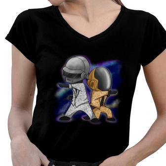 Daft Punk Space Daft Punk Chibi Women V-Neck T-Shirt - Monsterry