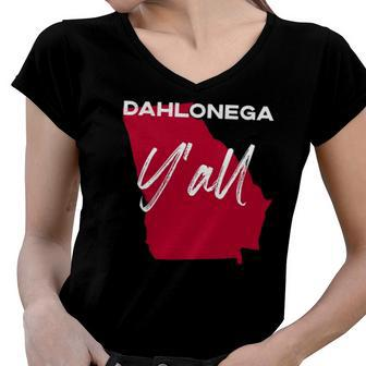Dahlonega Georgia Yall Ga Pride State Map Cute Women V-Neck T-Shirt | Mazezy