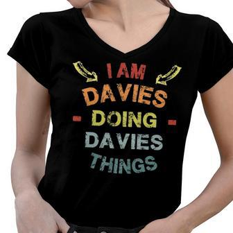 Davies Shirt Family Crest Davies T Shirt Davies Clothing Davies Tshirt Davies Tshirt Gifts For The Davies Png Women V-Neck T-Shirt - Seseable