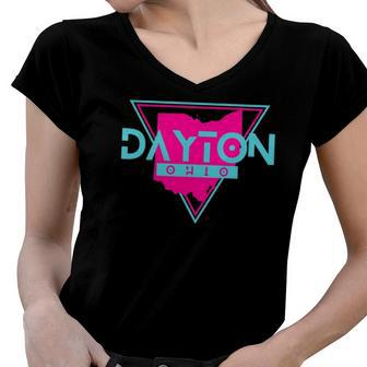 Dayton Ohio Triangle Souvenirs City Lover Gift Women V-Neck T-Shirt | Mazezy