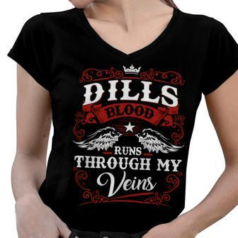 Dills Name Shirt Dills Family Name V2 Women V-Neck T-Shirt - Monsterry AU