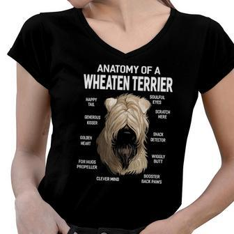 Dogs 365 Anatomy Of A Soft Coated Wheaten Terrier Dog Women V-Neck T-Shirt | Mazezy