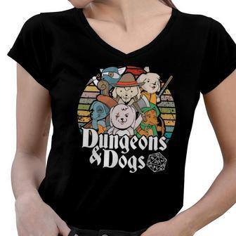 Dungeons And Dogs Retro Vintage Tabletop Gaming Geek Rpg Women V-Neck T-Shirt | Mazezy