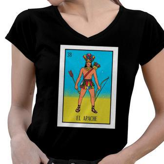 El Indio Lottery Gift The Indian Card Mexican Lottery Women V-Neck T-Shirt | Mazezy