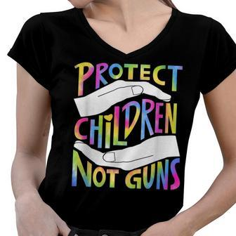 Enough End Gun Violence Stop Gun Protect Children Not Guns Women V-Neck T-Shirt | Mazezy