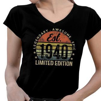 Est 1940 Limited Edition 82Nd Birthday Vintage 82 Years Old Women V-Neck T-Shirt | Mazezy